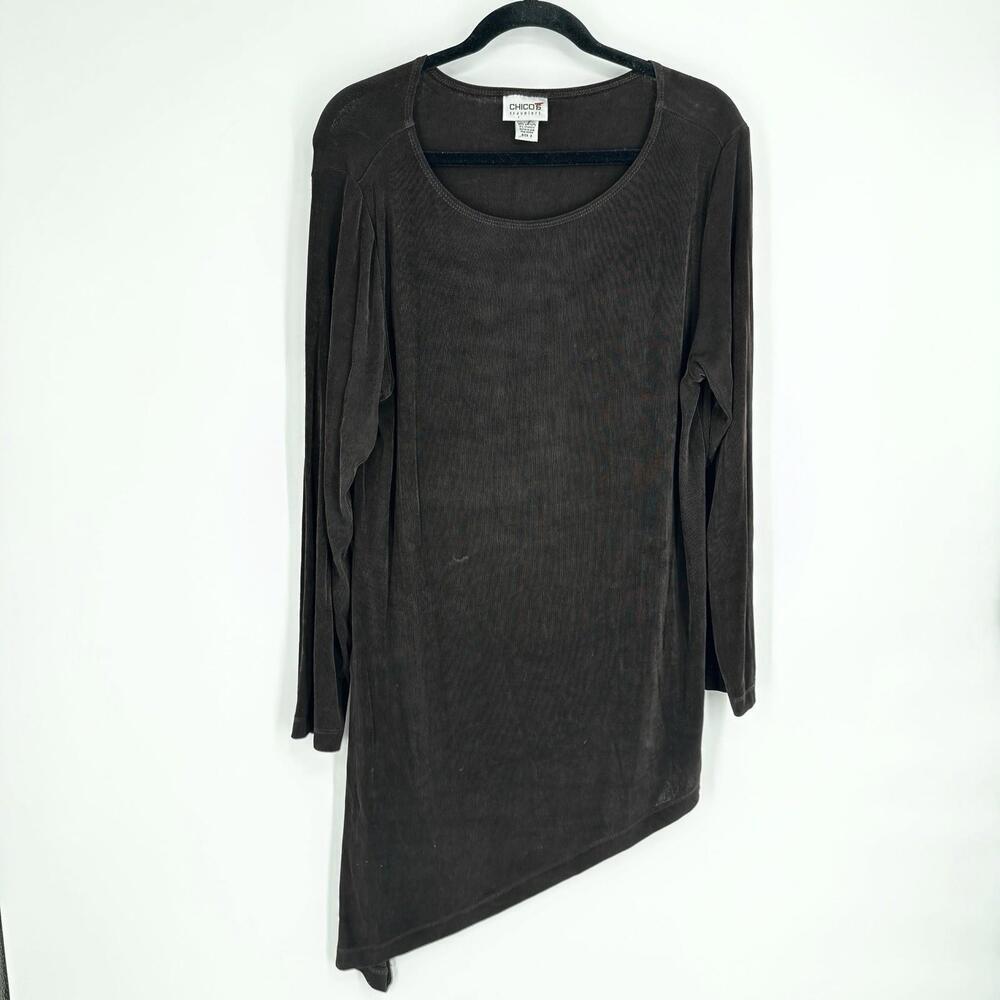 Chicos travelers top XL brown tunic stretch fall minimalist office career work